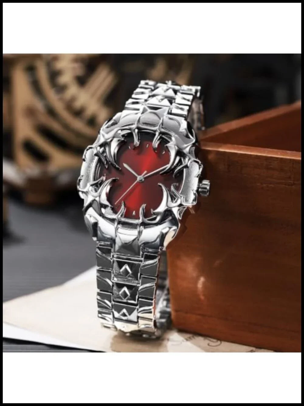 Men's Gothic Thorn Claw Quartz Watch with 3 Interchangeable Dials Stainless